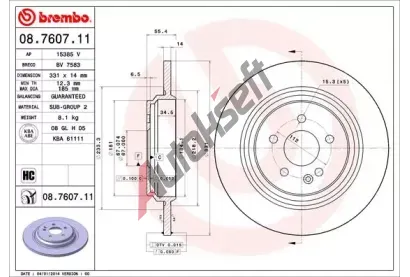 BREMBO Brzdov kotou COATED DISC LINE - 331 mm BRE 08.7607.11, 08.7607.11