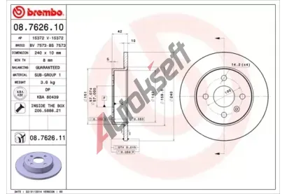 BREMBO Brzdov kotou COATED DISC LINE - 240 mm BRE 08.7626.11, 08.7626.11