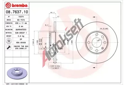 BREMBO Brzdov kotou - 256 mm BRE 08.7637.10, 08.7637.10