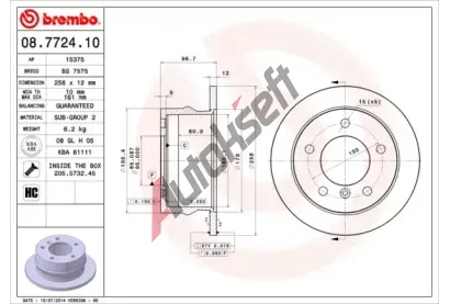 BREMBO Brzdov kotou - 258 mm BRE 08.7724.10, 08.7724.10