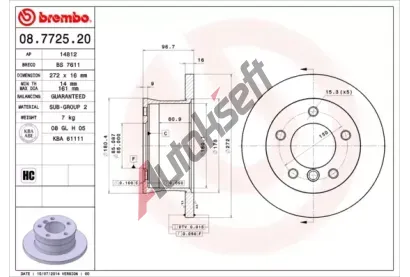 BREMBO Brzdov kotou - 272 mm BRE 08.7725.20, 08.7725.20