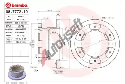 BREMBO Brzdový kotouč - 306 mm BRE 08.7772.10, 08.7772.10 BREMBO Brzdový kotouč - 306 mm BRE 08.7772.10, 08.7772.10
