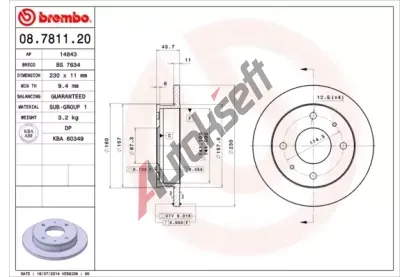 BREMBO Brzdov kotou - 230 mm BRE 08.7811.20, 08.7811.20