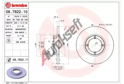 BREMBO Brzdov kotou - 236 mm BRE 08.7822.10, 08.7822.10