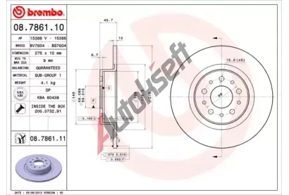 BREMBO Brzdov kotou COATED DISC LINE - 276 mm BRE 08.7861.11, 08.7861.11