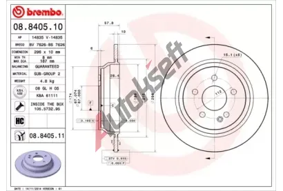 BREMBO Brzdov kotou - 296 mm BRE 08.8405.10, 08.8405.10