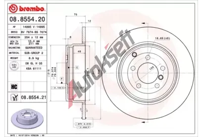BREMBO Brzdov kotou COATED DISC LINE - 354 mm BRE 08.8554.21, 08.8554.21
