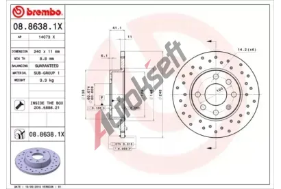 BREMBO Brzdov kotou XTRA LINE - 240 mm BRE 08.8638.1X, 08.8638.1X
