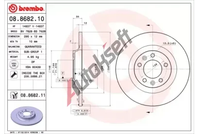 BREMBO Brzdov kotou COATED DISC LINE - 290 mm BRE 08.8682.11, 08.8682.11