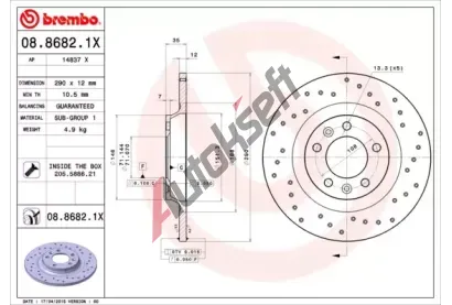 BREMBO Brzdov kotou XTRA LINE - 290 mm BRE 08.8682.1X, 08.8682.1X