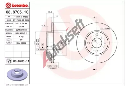 BREMBO Brzdov kotou COATED DISC LINE - 247 mm BRE 08.8705.11, 08.8705.11