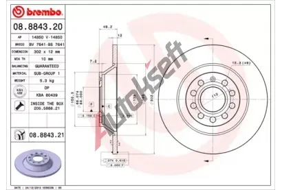 BREMBO Brzdov kotou COATED DISC LINE - 302 mm BRE 08.8843.21, 08.8843.21