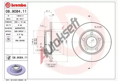 BREMBO Brzdov kotou COATED DISC LINE - 255 mm BRE 08.9084.11, 08.9084.11