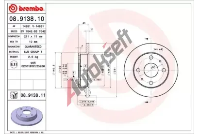 BREMBO Brzdov kotou - 211 mm BRE 08.9138.10, 08.9138.10