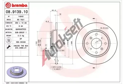 BREMBO Brzdov kotou - 260 mm BRE 08.9139.10, 08.9139.10