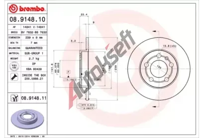 BREMBO Brzdov kotou COATED DISC LINE - 239 mm BRE 08.9148.11, 08.9148.11