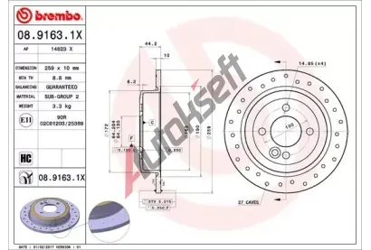BREMBO Brzdov kotou XTRA LINE - 259 mm BRE 08.9163.1X, 08.9163.1X