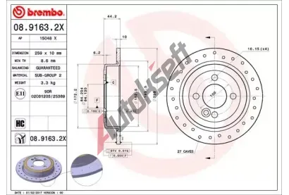 BREMBO Brzdov kotou XTRA LINE - 259 mm BRE 08.9163.2X, 08.9163.2X