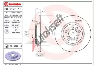 BREMBO Brzdov kotou COATED DISC LINE - 294 mm BRE 08.9176.11, 08.9176.11