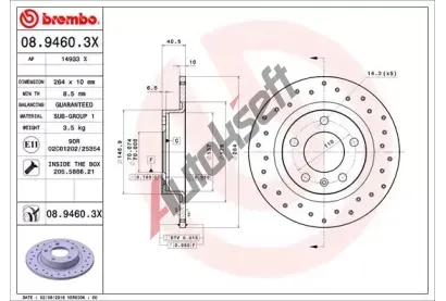 BREMBO Brzdov kotou XTRA LINE - 264 mm BRE 08.9460.3X, 08.9460.3X