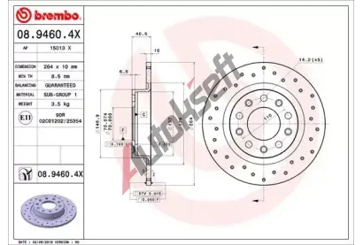 BREMBO Brzdov kotou XTRA LINE - 264 mm BRE 08.9460.4X, 08.9460.4X