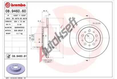 BREMBO Brzdov kotou COATED DISC LINE - 264 mm BRE 08.9460.61, 08.9460.61