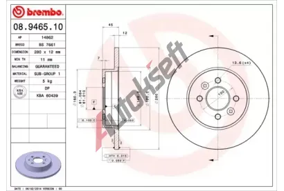 BREMBO Brzdov kotou - 280 mm BRE 08.9465.10, 08.9465.10