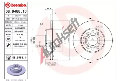 BREMBO Brzdov kotou COATED DISC LINE - 256 mm BRE 08.9488.11, 08.9488.11