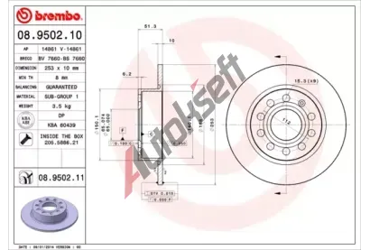 BREMBO Brzdov kotou COATED DISC LINE - 253 mm BRE 08.9502.11, 08.9502.11