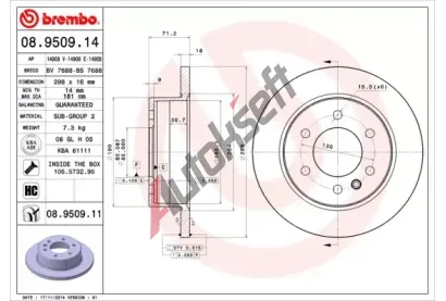 BREMBO Brzdov kotou COATED DISC LINE - 298 mm BRE 08.9509.11, 08.9509.11