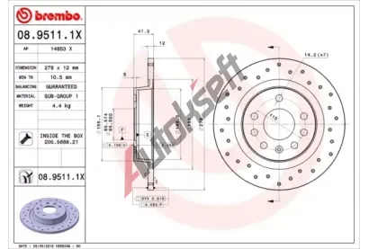 BREMBO Brzdov kotou XTRA LINE - 278 mm BRE 08.9511.1X, 08.9511.1X