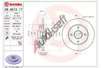 BREMBO Brzdov kotou s loiskem BEARING DISC LINE - 249 mm BRE 08.9512.17, 08.9512.17