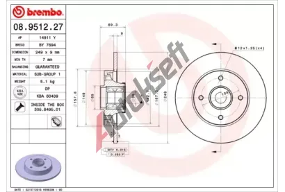 BREMBO Brzdov kotou s loiskem BEARING DISC LINE - 249 mm BRE 08.9512.27, 08.9512.27