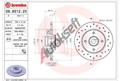 BREMBO Brzdov kotou XTRA LINE - 249 mm BRE 08.9512.2X, 08.9512.2X