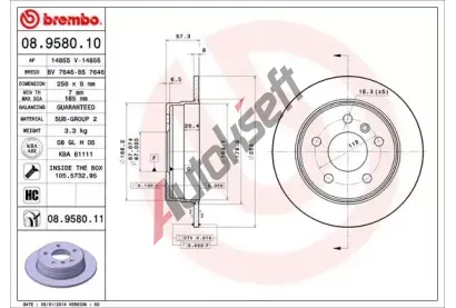 BREMBO Brzdov kotou COATED DISC LINE - 258 mm BRE 08.9580.11, 08.9580.11