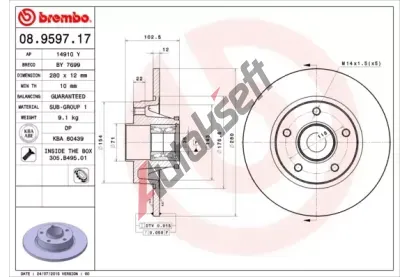 BREMBO Brzdov kotou s loiskem BEARING DISC LINE - 280 mm BRE 08.9597.17, 08.9597.17