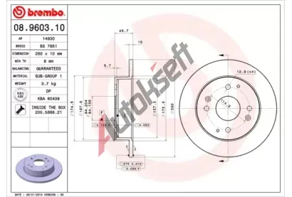 BREMBO Brzdov kotou - 260 mm BRE 08.9603.10, 08.9603.10
