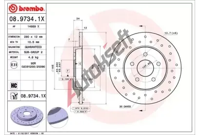 BREMBO Brzdov kotou XTRA LINE - 280 mm BRE 08.9734.1X, 08.9734.1X