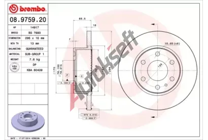 BREMBO Brzdov kotou - 296 mm BRE 08.9759.20, 08.9759.20