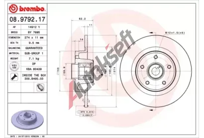 BREMBO Brzdov kotou s loiskem BEARING DISC LINE - 274 mm BRE 08.9792.17, 08.9792.17