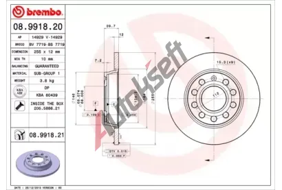 BREMBO Brzdov kotou COATED DISC LINE - 255 mm BRE 08.9918.21, 08.9918.21