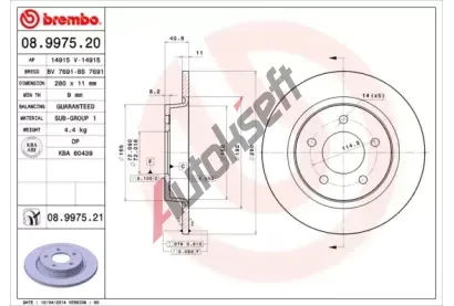 BREMBO Brzdov kotou COATED DISC LINE - 280 mm BRE 08.9975.21, 08.9975.21