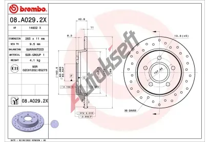 BREMBO Brzdov kotou XTRA LINE - 265 mm BRE 08.A029.2X, 08.A029.2X
