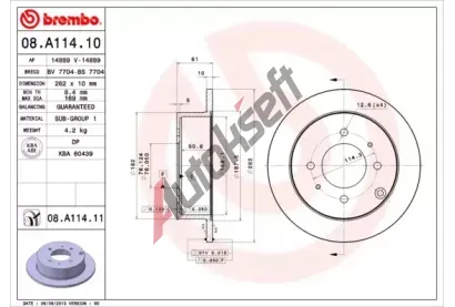 BREMBO Brzdov kotou COATED DISC LINE - 262 mm BRE 08.A114.11, 08.A114.11