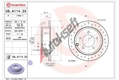 BREMBO Brzdov� kotou� XTRA LINE - Xtra BRE 08.A114.3X, 08.A114.3X