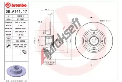 BREMBO Brzdov kotou s loiskem BEARING DISC LINE - 240 mm BRE 08.A141.17, 08.A141.17