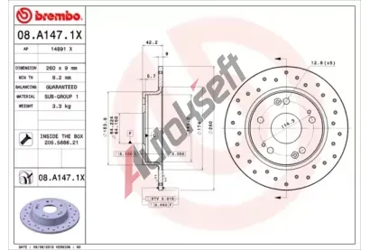 BREMBO Brzdov kotou XTRA LINE - 260 mm BRE 08.A147.1X, 08.A147.1X