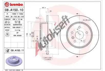 BREMBO Brzdov kotou COATED DISC LINE - 288 mm BRE 08.A150.11, 08.A150.11