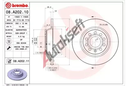 BREMBO Brzdov kotou COATED DISC LINE - 282 mm BRE 08.A202.11, 08.A202.11