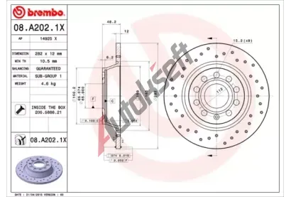 BREMBO Brzdov kotou XTRA LINE - 282 mm BRE 08.A202.1X, 08.A202.1X